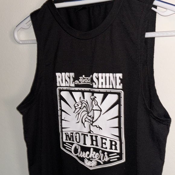 SHEIN Rise and Shine Mother Cluckers 🐓 Black Tank Top, Size S - Picture 2 of 8